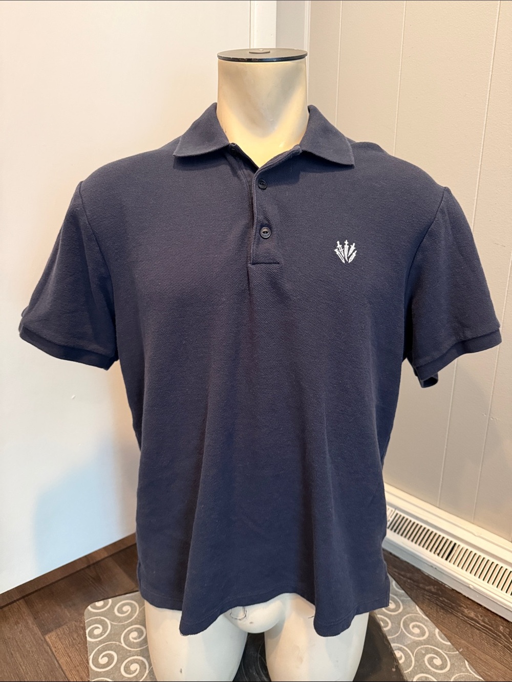 rag & bone Men’s XL Navy Short-Sleeve Polo with White Embroidered Logo